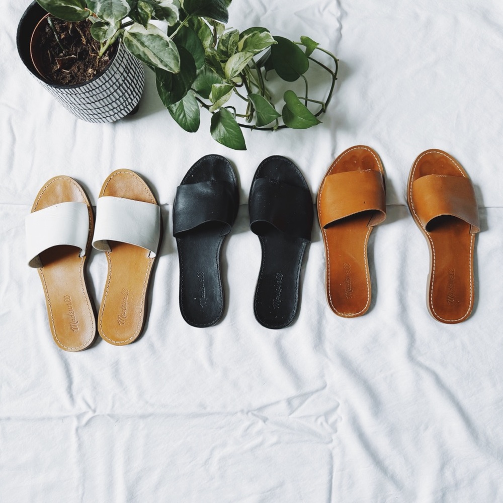 MADEWELL • boardwalk Women's Slide Sandals - White, Black, Tan